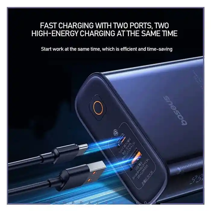 Baseus PPTSZ20 Semi Transparent 22.5W 20000mAh Digital Display Power Bank